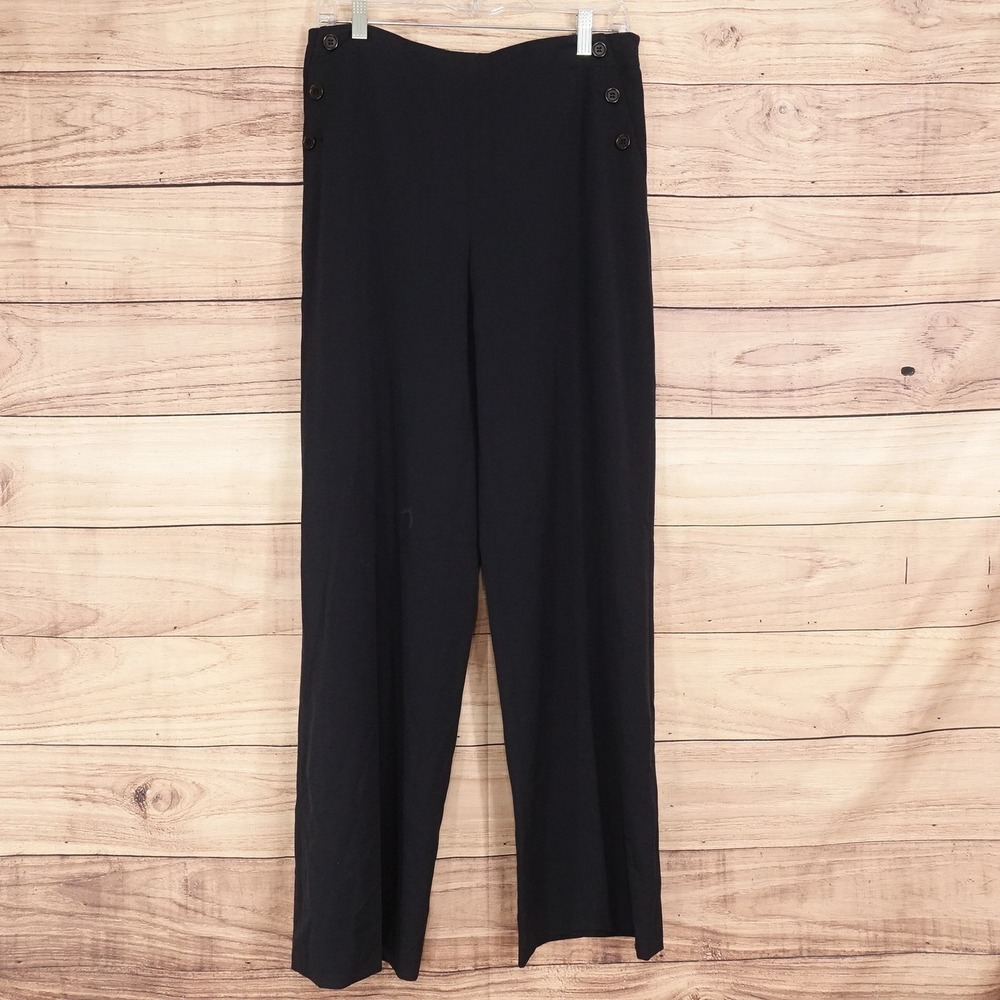 New! Ann Taylor LOFT Pants Womens 10 Navy Dress Wide Leg Stretch 31x31 Workwear